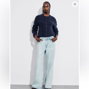 NWT &Other Stories crewneck alpaca cardigan size small navy